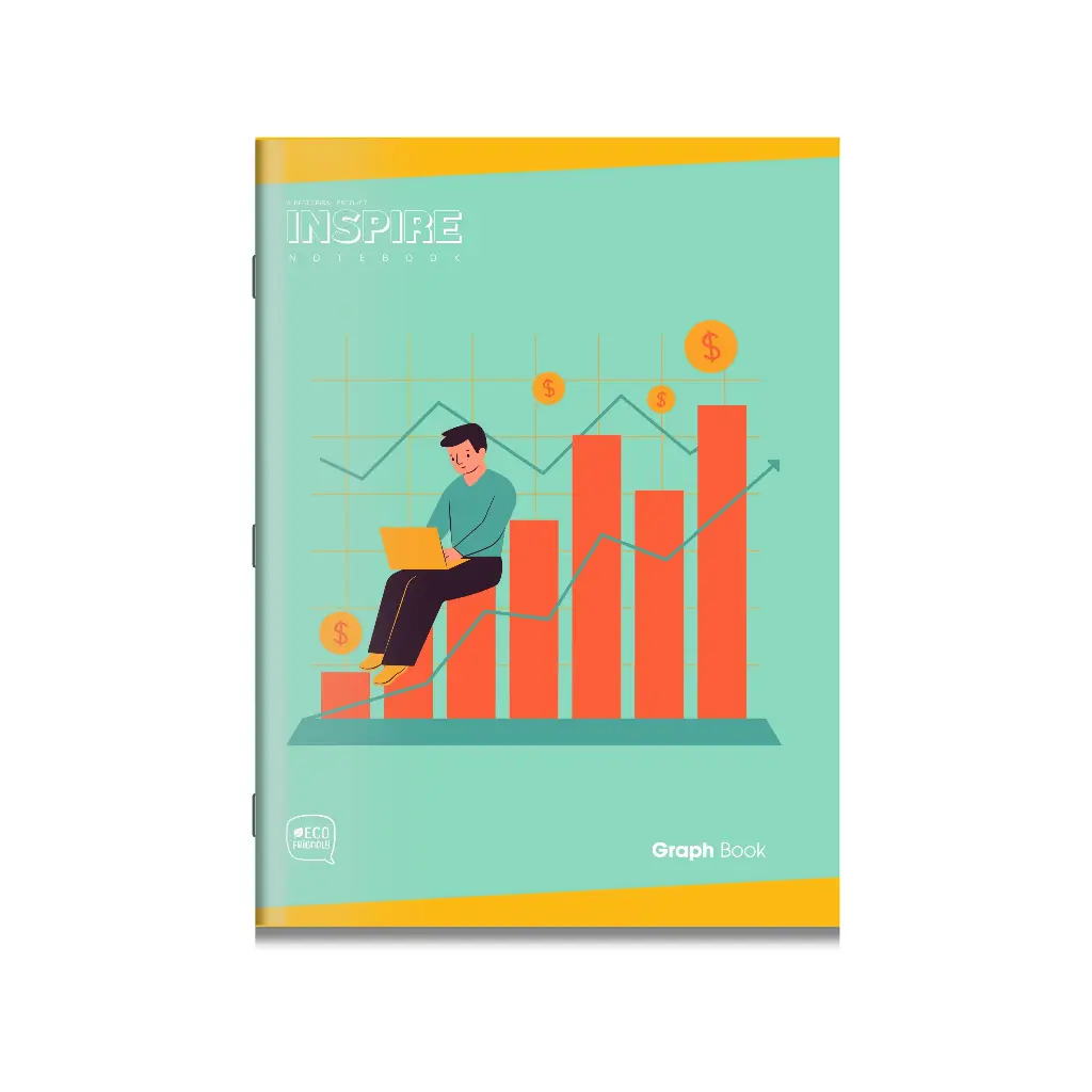 Inspire | Graph Book for Students | Soft Bound | Big Size - 22 cm x 28 cm | 1 Side Graph (1mm) & 1 Side Ruled | 16 Pages | Pack of 1
