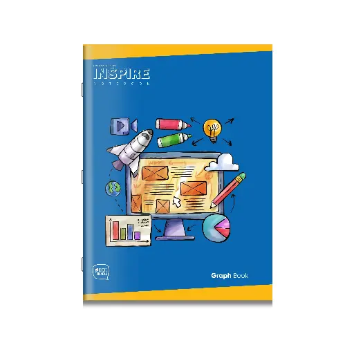 Inspire | Graph Book for Students | Soft Bound | Big Size - 22 cm x 28 cm | 1 Side Graph (1mm) & 1 Side Ruled | 32 Pages | Pack of 1