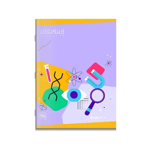 Inspire | Graph Book for Students | Soft Bound | Big Size - 22 cm x 28 cm | 1 Side Graph (1mm) & 1 Side Ruled | 65 Pages | Pack of 1