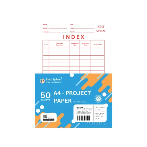 A4 Size Project Sheets (Pack of 50 Sheets) | 60 GSM | Single Side Ruled Sheets | Acid-Free | Uncoated Paper 